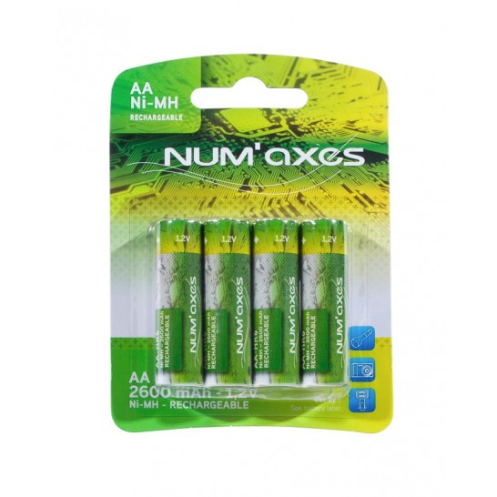Pack of 4 AA Ni-MH rechargeable batteries - 1.2V - 2600 mAh