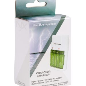 Chargeur pour 2 ou 4 piles AA (HR6) ou AAA (HR3), Ni-MH ou Ni-Cd